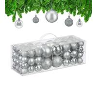 Relaxdays Bolas árbol Navidad set 76 piezas plata