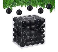 Relaxdays Bolas Árbol Navidad, Set de 100, Plástico, Brillantes y Mates, 6 cm Ø, Adornos Navideños Redondos, Negro