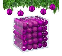 Relaxdays Bolas Árbol Navidad, Set de 100, Plástico, Brillantes y Mates, 6 cm Ø, Adornos Navideños Redondos, Fucsia