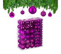 Relaxdays Bolas Árbol Navidad, Set de 138 Unidades, Plástico, Brillantes y Mates, Decoración Navideña, Adornos, Fucsia, 3, 4 y 6 cm