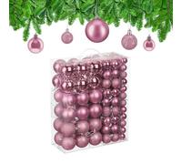 Relaxdays Bolas árbol Navidad set 138 piezas fucsia,plata