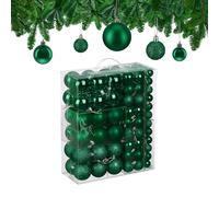 Relaxdays Bolas Árbol Navidad, Set de 138 Unidades, Plástico, Brillantes y Mates, Decoraciones Navideñas, Verde Oscuro, 3, 4 y 6 cm