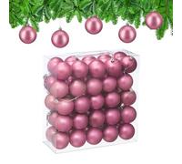 Relaxdays Bolas Árbol Navidad, Set de 50, Plástico, Diseño en Mate, 6 cm, Adornos Navideños Redondos, Decoración, Rosa