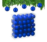 Relaxdays Bolas Árbol Navidad, Set de 50, Plástico, Diseño en Mate, 6 cm, Adornos Navideños Redondos, Decoración, Azul