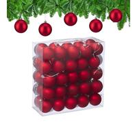 Relaxdays Bolas Árbol Navidad, Set de 50, Plástico, Diseño Mate, 6 cm, Adornos Navideños Redondos, Decoración, Rojo