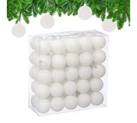 Relaxdays Bolas Árbol Navidad, Set de 50, Plástico, Diseño Mate, 6 cm, Adornos Navideños Redondos, Decoración, Color Blanco