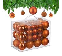 Relaxdays Bolas Árbol Navidad, 50 Unidades, Plástico, Brillantes y Mates, Decoración Navideña, Adornos, Naranja, 100%, 50er Set