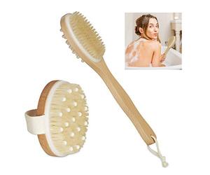 Relaxdays Bolas Masaje, Set de 2, Lisa y con Pinchos, Pelotas Masajeadoras, Lacrosse, Relleno Agua, Ø 6,5 & 7 cm, Morado, 80% Madera algodón 10% Goma, Naturaleza, 2 Unidades