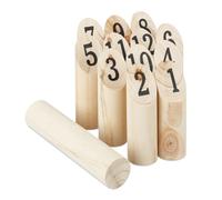 Relaxdays Bolos Madera Kubb, Juego Vikingo de Exterior, Madera de Pino, Beige, 22,5 x 5 cm