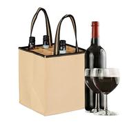 Relaxdays Vino Bolsa 9 Botellas, Portabotellas Fieltro, Transporte de la Compra, Cerveza, Agua, 45x24x24 cm, Beige