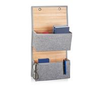 Relaxdays Bolsa Colgante de almacenaje, Organizadora, Baño, Puerta, Armario y Pared, 33 cm, 2 Compartimentos, Gris