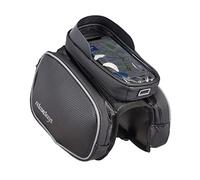 Relaxdays Bolsa Cuadro Bicicleta, Bolsillo para Móvil hasta 6,7", Portaequipaje Impermeable, para Tubo Superior, Negro