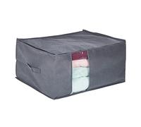Relaxdays Bolsa de Almacenamiento, con Cremallera, para Sábanas, Ropa, Almacenaje Bajo Cama, 30 x 60 x 45 cm, Gris, Tela no Tejida, 30x60x45 cm