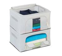 Relaxdays Bolsa de almacenamiento de ropa set de 2 transparente,gris