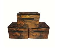 Relaxdays Bolsa de Almacenamiento Set de 3, 90 L, Cremallera perimetral, para Ropa de Cama y Ropa, marrón 25x40x30 cm