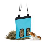 Relaxdays Bolsa de heno para animales pequeños azul,negro