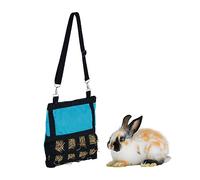 Relaxdays Bolsa de Heno para Animales Pequeños, de Tela, 30x30 cm, Saco de Hierba para Conejos, Hámsters, Azul/Negro