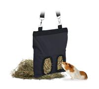 Relaxdays Bolsa de heno para animales pequeños negro