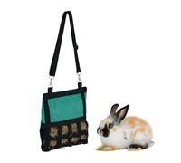 Relaxdays Bolsa de Heno para Animales Pequeños, de Tela, 30x30 cm, Saco de Hierba para Conejos, Hámsters, Verde/Negro