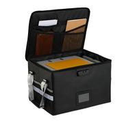 Relaxdays Bolsa Documentos Ignífuga, Caja Carpetas Impermeable, Tamaño A4, Maletín con Candado Numérico, con Asas, Negro, Poliéster, Tablero de Fibras, Plástico, 27 x 40 x 33 cm