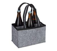 Relaxdays Bolsa para 6 botellas de cerveza fieltro negro,gris