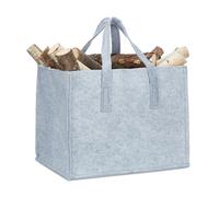 Relaxdays Bolsa para leña de fieltro XL gris