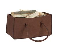 Relaxdays Bolsa para Leño con Asas Largas, Fieltro, Marrón, 25x25x50 cm | Portaperiódicos plegable: (Al x An x Fon) 25 x 25 x 50 cm