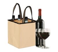 Relaxdays Vino Bolsa 9 Botellas, Portabotellas Fieltro, Transporte de la Compra, Cerveza, Agua, 45x24x24 cm, Beige