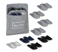 Relaxdays Zapatillas andar por casa Bolsa 6 pares azul oscuro,negro,gris