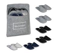Relaxdays Bolsa Zapatillas Andar por Casa, Zapatos Invitados, 6 Pares, Talla 36-45, Pantufla Antideslizante, Multicolor