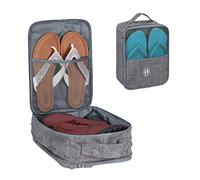 Relaxdays Bolsa Zapatos Viaje, Maleta, Transportar Calzado, Zapatillas, Chanclas, Organizador Equipaje, 30x23x14cm, Gris