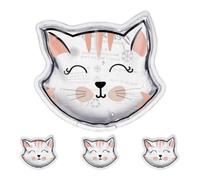 Relaxdays Bolsas Frío Calor Niños, Set de 4, Compresas Térmicas Gato, Sacos Gel Lesiones, 10 x 11 cm, Transparente, 10 x 11 x 1,5 cm Aprox