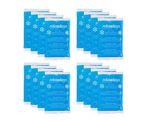 Relaxdays Bolsas Gel Frío, Set de 16, Compresas Frío-Calor, 9 x 15 cm, Primeros Auxilios, Bolsitas Reutilizables, Azul