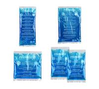 Relaxdays Bolsas Gel Frío, Set de 5, 4 Tamaños, Compresas Calor Lesiones, Primeros Auxilios, para Microondas, Azul, Plástico, 5 uds