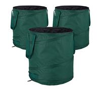 Relaxdays Bolsas Jardín, Auto-desplegables, Set3, 60L, Sacos Hojas PopUp, Asas, Resistente Rayos UV, Impermeables, Verde, Poliéster