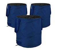 Relaxdays Bolsas Jardín, Auto-desplegables, Set3, 85L, Sacos Hojas PopUp, Asas, Resistentes Rayos UV, Impermeables, Azul