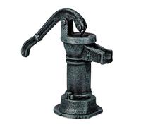 Relaxdays Bomba de Agua Decorativa, Diseño Antiguo, Decoración de Jardín Vintage, Manual, Hierro Fundido, Gris Verdoso