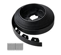 Relaxdays Borde para césped en plástico Flexible, 10 m x 5 cm, Incluye 30 estacas, Negro