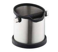 Relaxdays Bote para posos de café, Golpeador de goma, Filtro de cafetera, Recipiente, Acero inoxidable, 1 Ud., Plateado