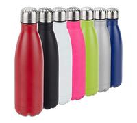 Relaxdays Botella Agua sin BPA Isotérmica para Bebidas Frías y Calientes, Acero Inoxidable, Rojo, 500 ml