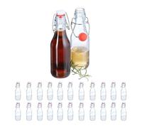 Relaxdays Botellas Cristal Vacías, Pack de 24, 250 ml, Tapón Mecánico, para Licor, Aceite, Vinagre, Vino, Transparentes