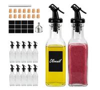 Relaxdays botellas de aceite, etiquetas y tapones de corcho, transparente | Set 12 x 150 ml, vidrio , con vertedor