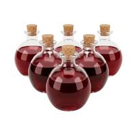 Relaxdays botellas de vidrio, set 6x260 ml, tapón corcho, transparentes | Para aceite, vinagre, especias, licores