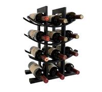 Relaxdays Botellero, 12 Botellas, bambú, 41 x 30 x 14,5 cm, para Vino Tinto y Blanco, Negro