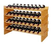 Relaxdays botellero, 36 Botellas, bambú, 55 x 85 x 25,5 cm, Natural | Apilable, botellero para vino tinto y blanco, estantería para botellas