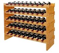Relaxdays botellero, 45 botellas, bambú, 68 x 85 x 25,5 cm, natural | vino tinto y blanco, apilable