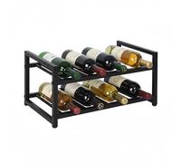 Relaxdays Botellero, 8 Botellas, Hierro, HBT: 21,5 x 42,5 x 24,5 cm, para Vino Tinto y Blanco, Negro