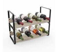 Relaxdays Botellero 8 botellas marrón claro,negro