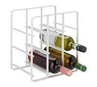 Relaxdays Botellero 9 Botellas, Hierro con Revestimiento Pulverizado, Mueble Vino, Cocina y Bar, 30x27,5x20 cm, Blanco