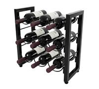 Relaxdays botellero, 9 Botellas, Metal (Alto x Ancho x Fondo) 36 x 35 x 17 cm, portabotellas de pie, Cocina & Bar, Negro